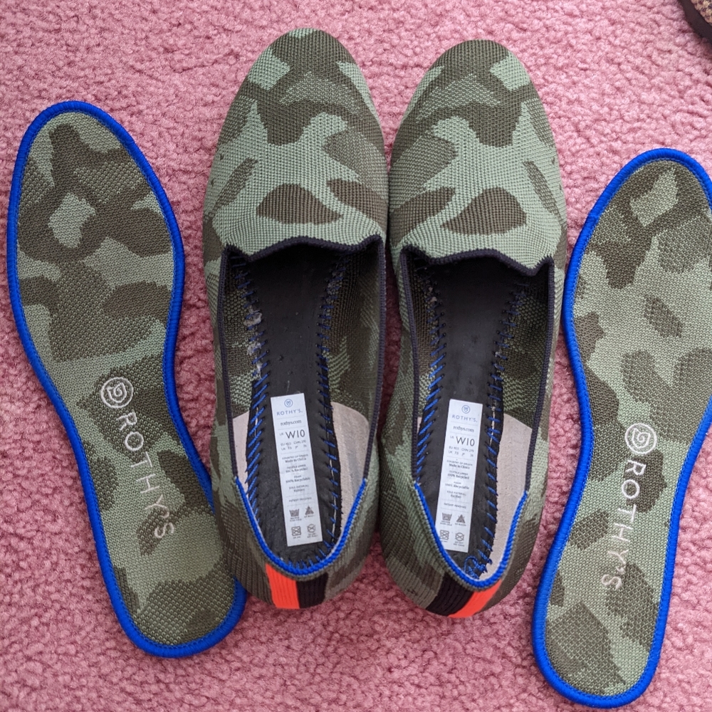 Rothy's sage camo loafers